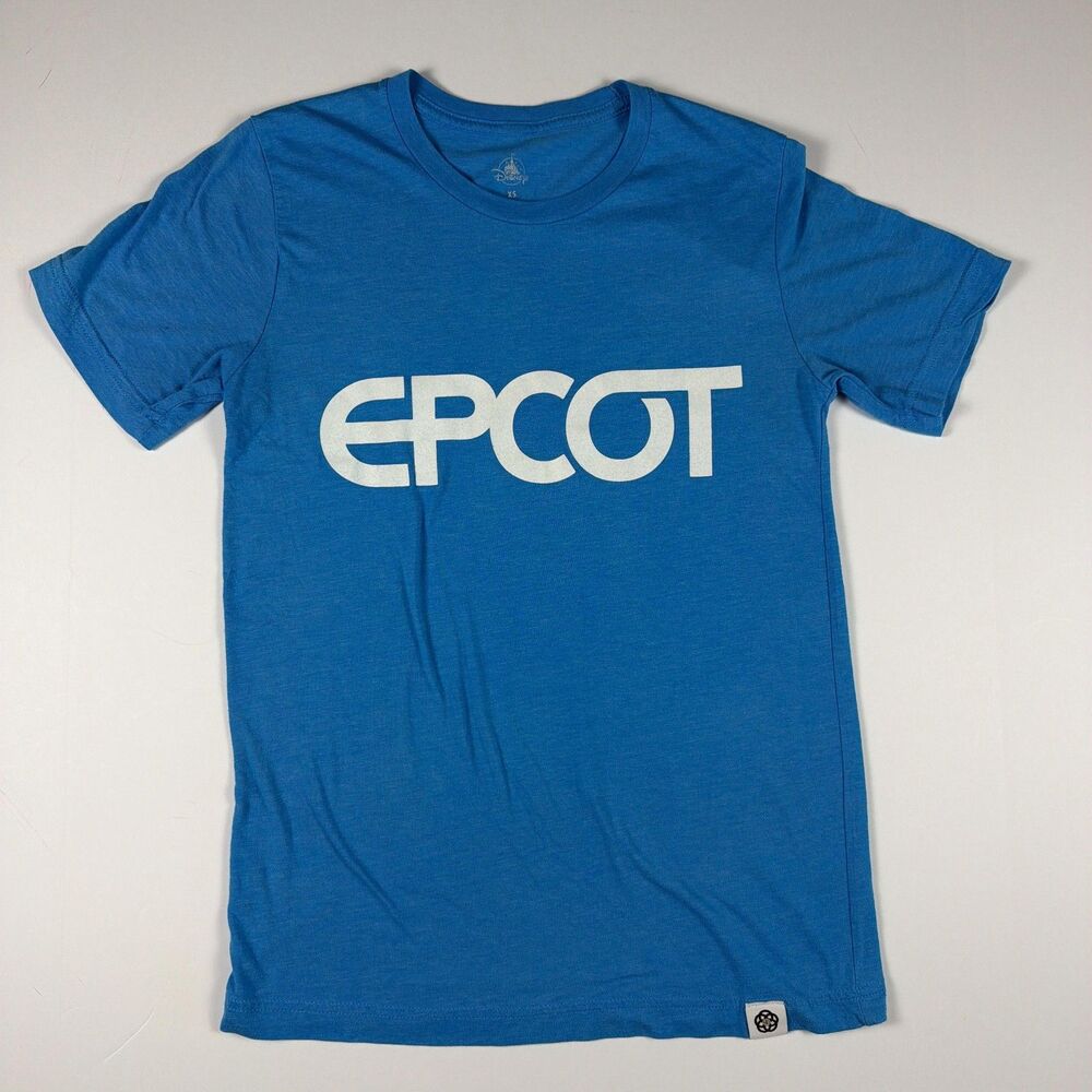 Disney Epcot Shirt Mens XS Blue Logo Graphic Tagless Theme Park Tee Disney Parks